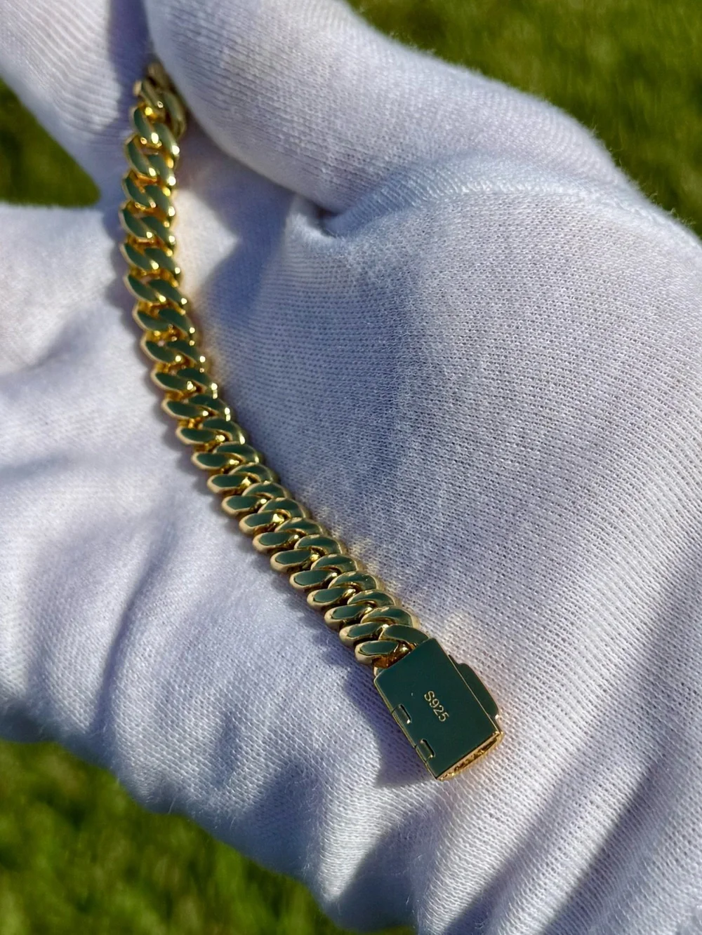 18k Gold Plated, 925 Silver, 9.OCTW Moissanite Square Miami Cuban Chain